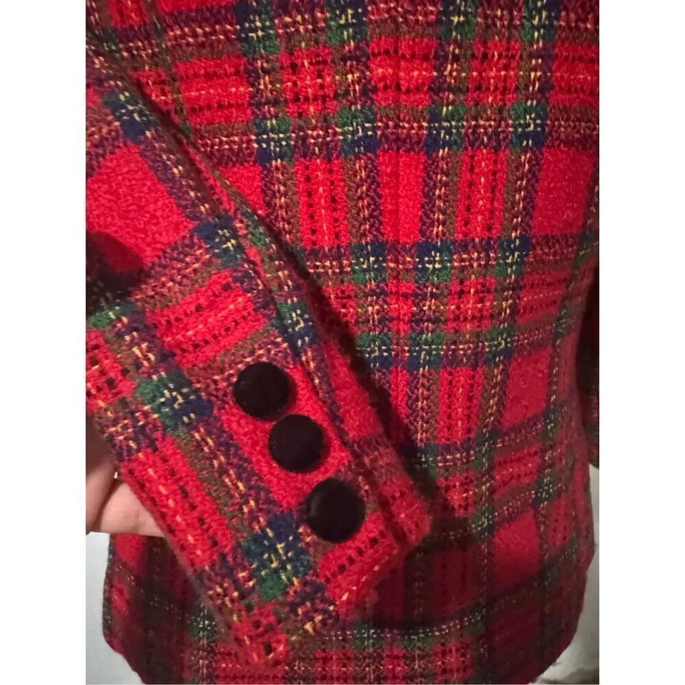 Talbots vintage Y2K plaid Stuart tartan preppy blazer 10P wool mohair blend - Picture 6 of 8
